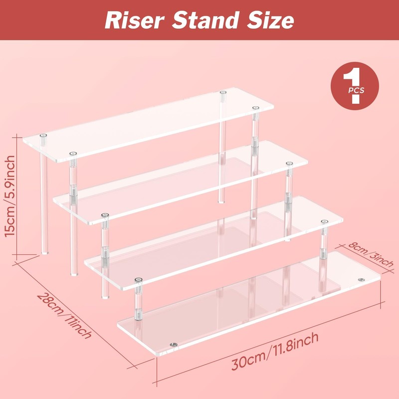 Large Clear Acrylic 4 Tier Riser, Perfume Display Stand, Cupcake Holder, Clear gallery