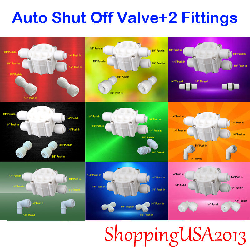 Auto Shut Off Valve 1/4" & 2 Fittings Push In Quick Connect Thread Connector gallery