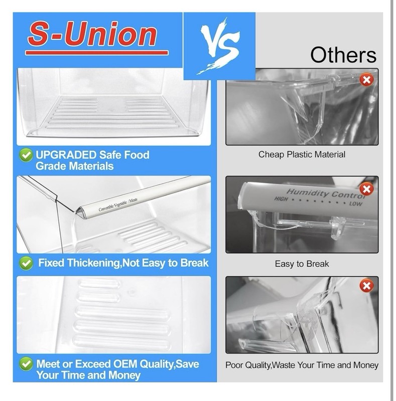 [2 Pack] Upgraded 2188656 Fridge Crisper Drawer Humidity Control Drawer UPPER & gallery