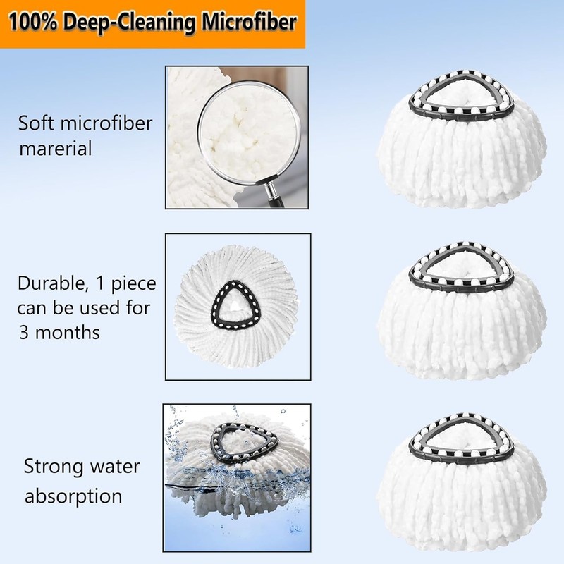 5-Pack Spin Mop Replacement Heads, 100% Microfiber Spin Mop Refills Heads for... gallery