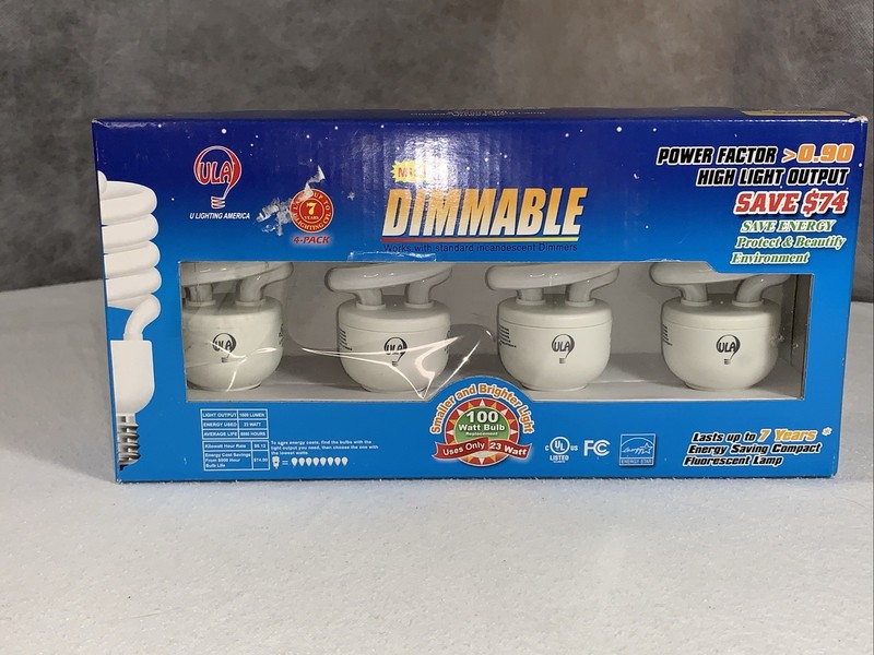 ULA Dimmable CFL 23W Light Bulb 4 PACK LED SDS23-4P NEW & SDS15-4P Open Box 3 CT gallery