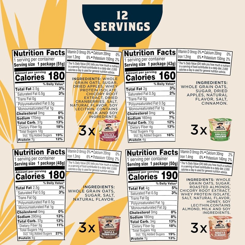 Quaker Instant Oatmeal Lower Sugar Maple & Brown Sugar 44 Packets 1.19 oz gallery