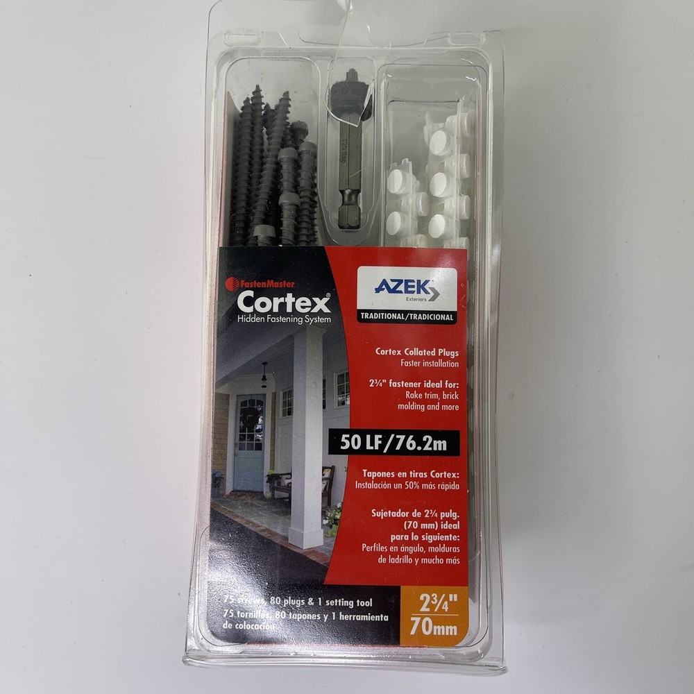 FastenMaster AZEK Cortex 80 Collated White Trim Plugs 50 Lf 2 3/4 Screw TORX