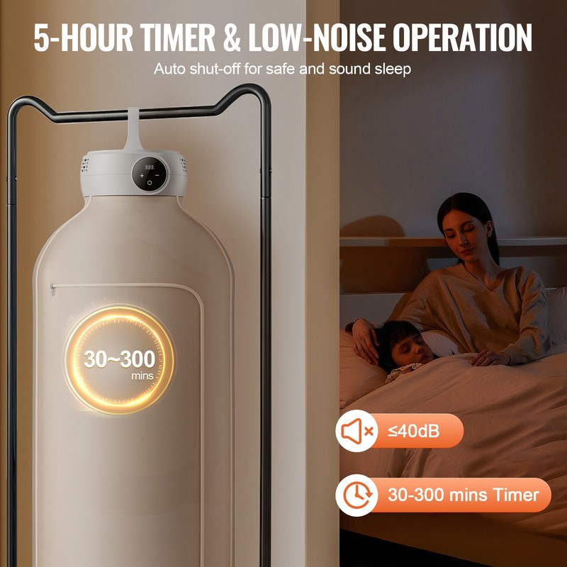 VEVOR Portable Clothes Dryer PTC Heating & LED Display Dryer Bag 5-H Timer 600W gallery