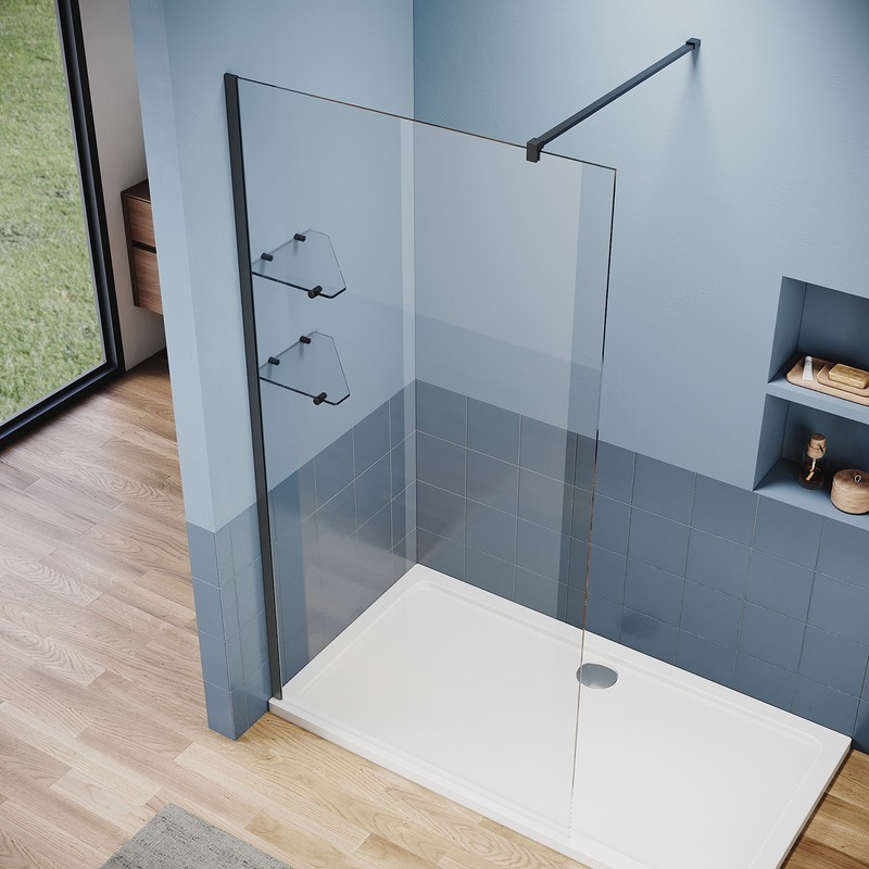 SUNNY SHOWER Shower Door Single Panel 8mm Clear Glass Fixed Shower Glass Door gallery