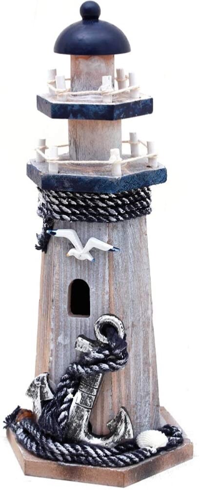 Wooden Lighthouse Decor, 10.25Inch Decorative Nautical Lighthouse Rustic Ocean S gallery
