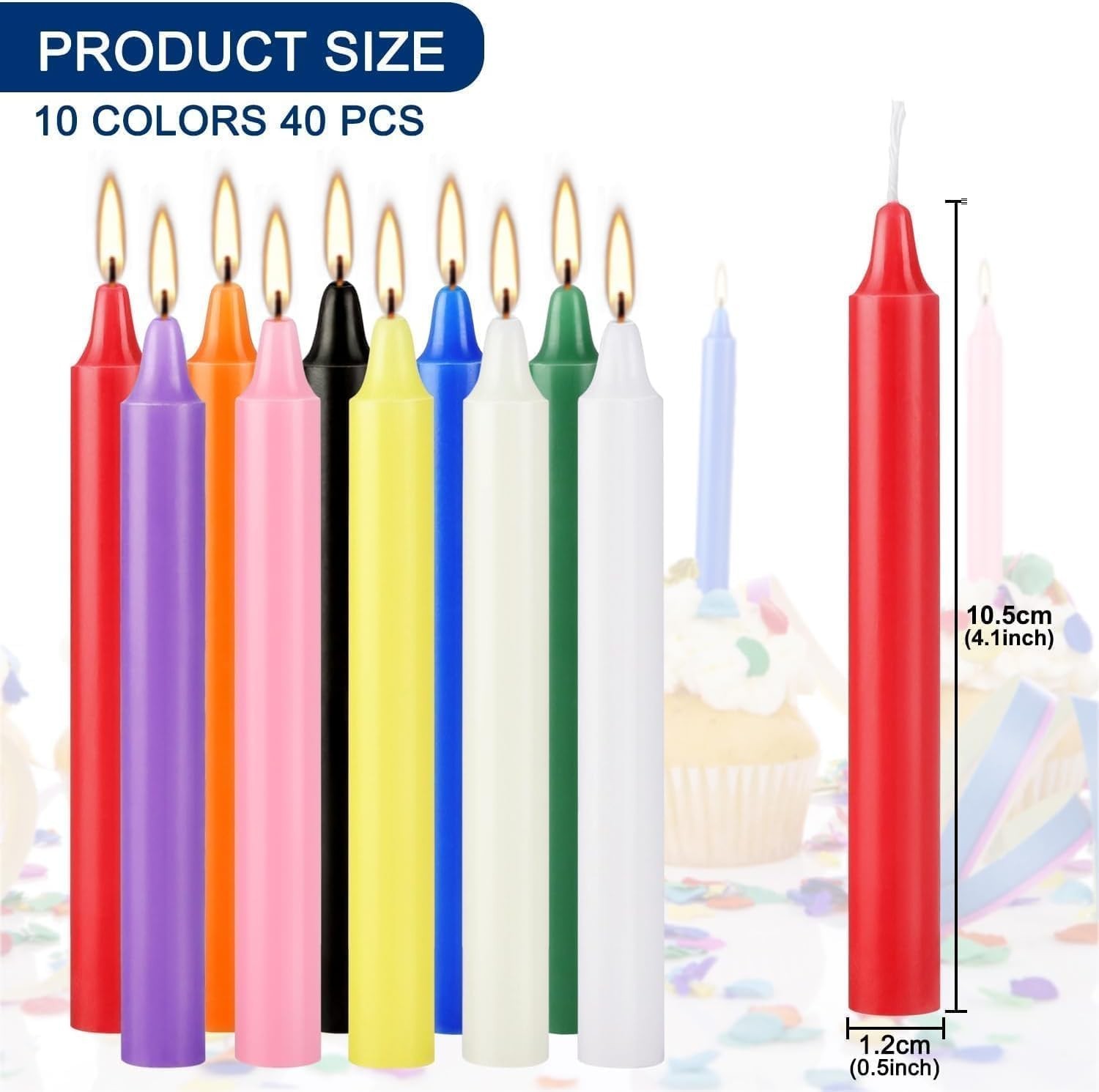 40 Pack Assorted Color Spell Chime Candles, 4 Inch Mini Taper Candles for Home gallery