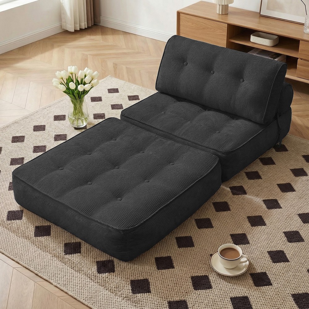 Folding Single Sofa Bed, Convertible Sleeper Chair Bed Couches w/ Dual-Cushion