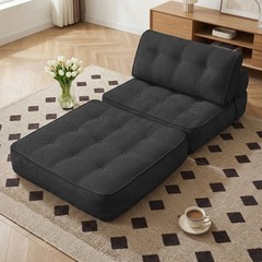 Folding Single Sofa Bed, Convertible Sleeper Chair Bed Couches w/ Dual-Cushion