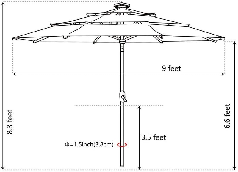 Clearance EliteShade Umbrella Solar 9ft 3 Tiers Market Umbrella w/ 80 LED Light gallery
