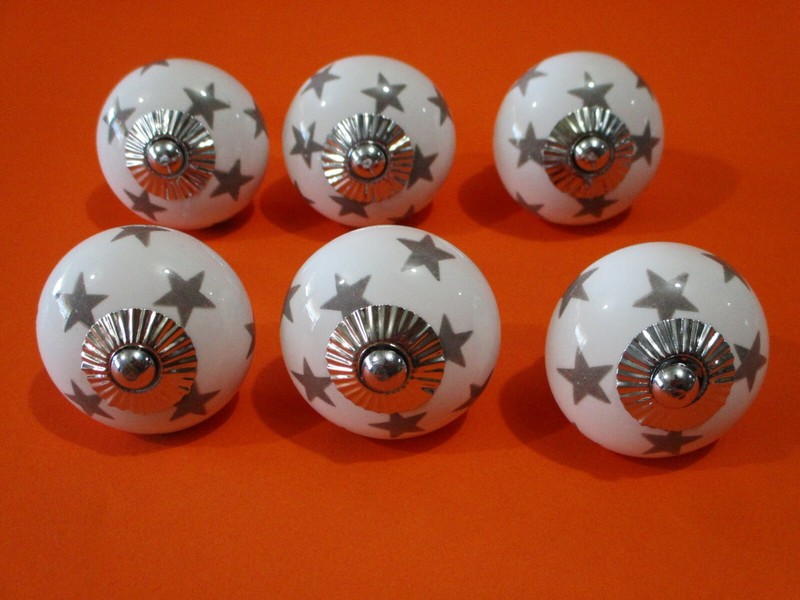 6 Sliver Star Drawer Pulls Knobs Handle Cabinet Dresser Hardware Round Pull gallery