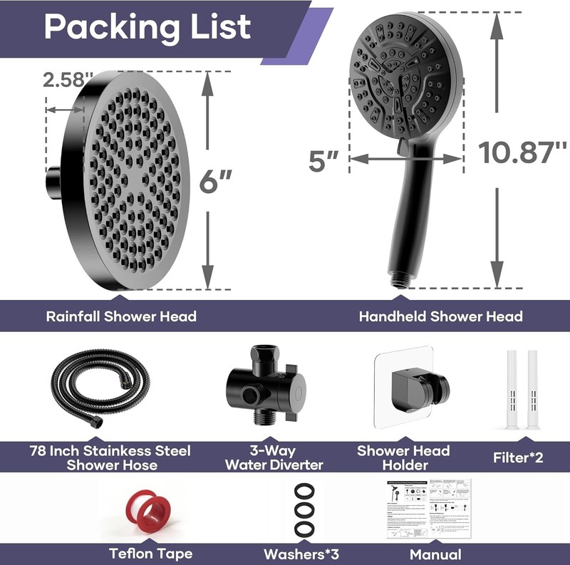 HammerHead Showers® Solid Metal Handheld Shower Head 2.5 GPM, Brushed Nickel gallery