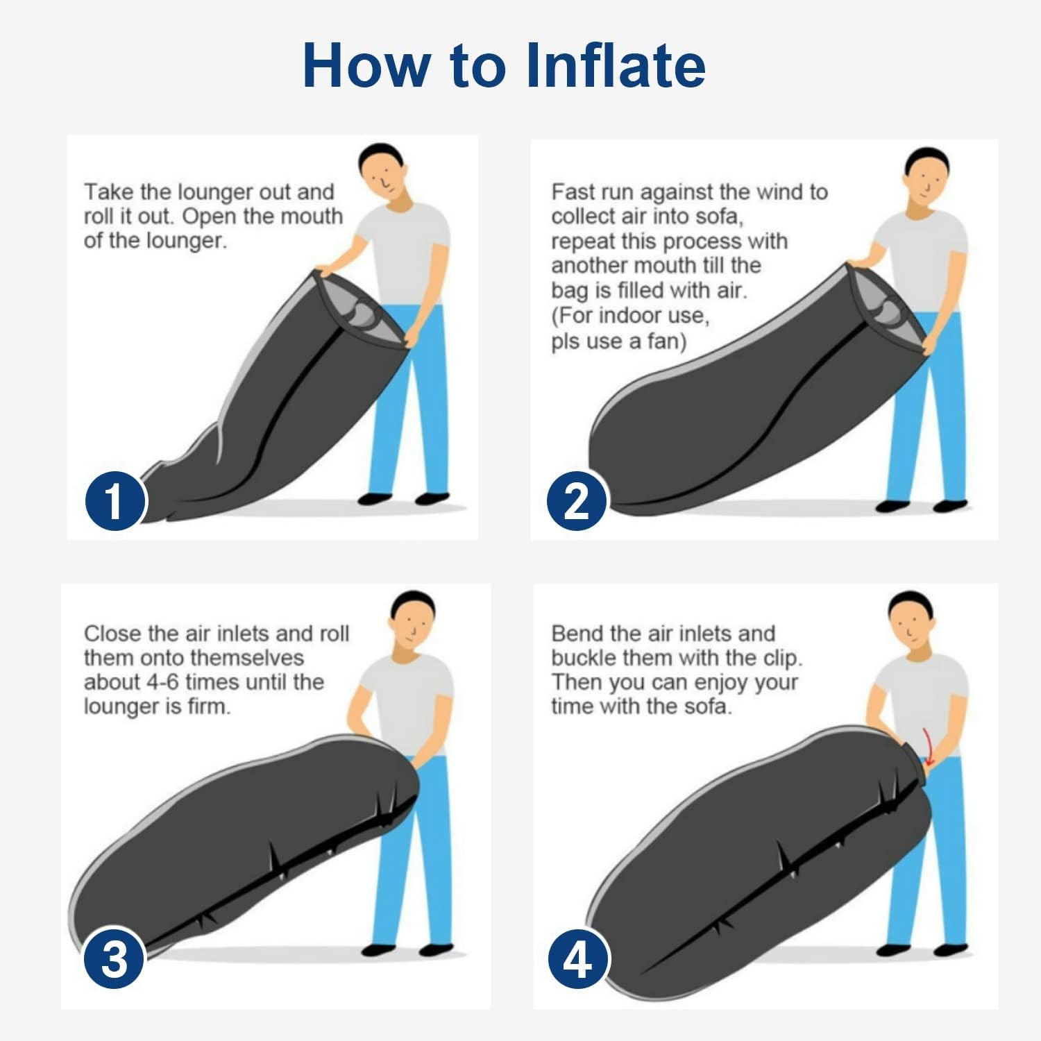 Inflatable Lounger Air Sofa Lazy Bed Travel Cammping Blow Up Beach Chair & Bag~ gallery