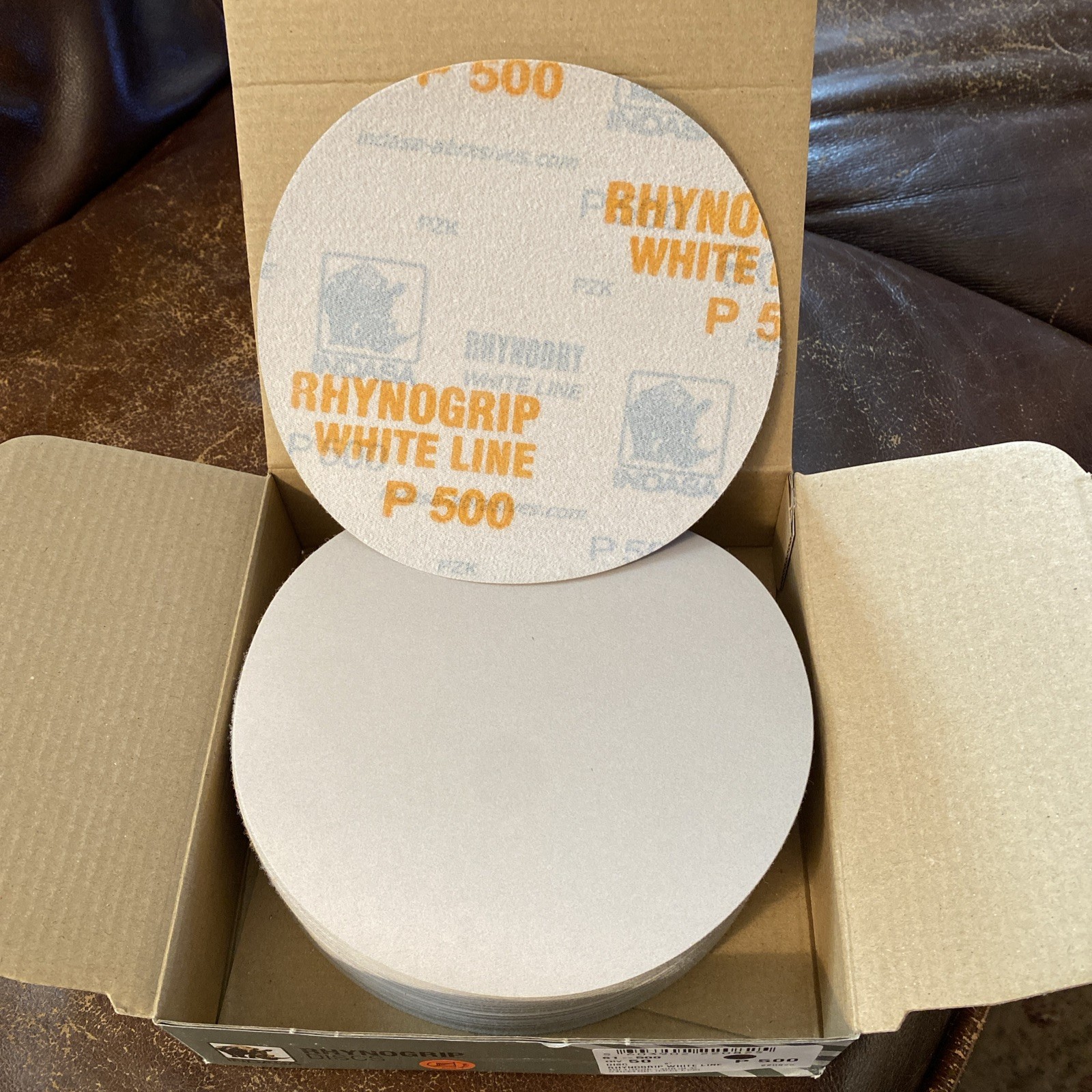 Indasa RhynoGrip Discs White Line P500 6" Grip Abrasive Discs Box of 50 61-500 gallery