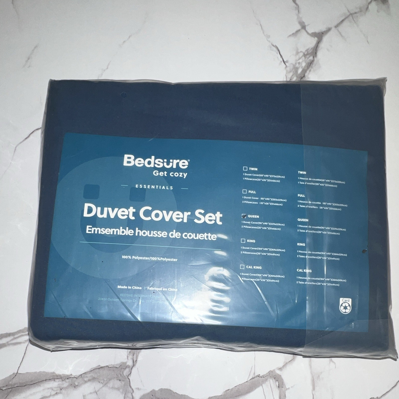 Bedsure Essentials Queen Duvet Cover Set 90x90 Navy 3-Pc Zip Closure gallery