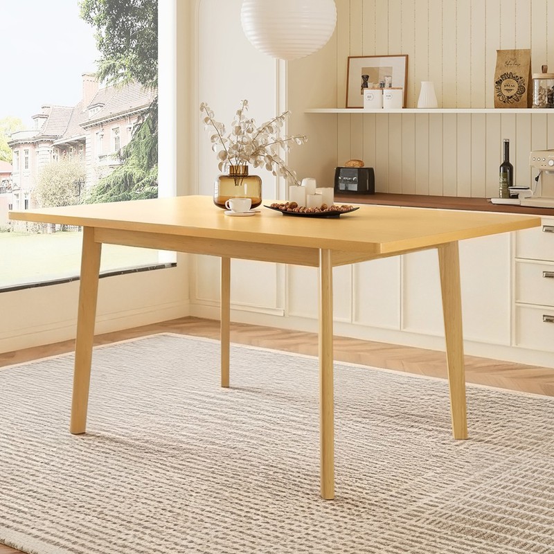 Dining table solid wood frame 450 pounds load-bearing natural wood gallery