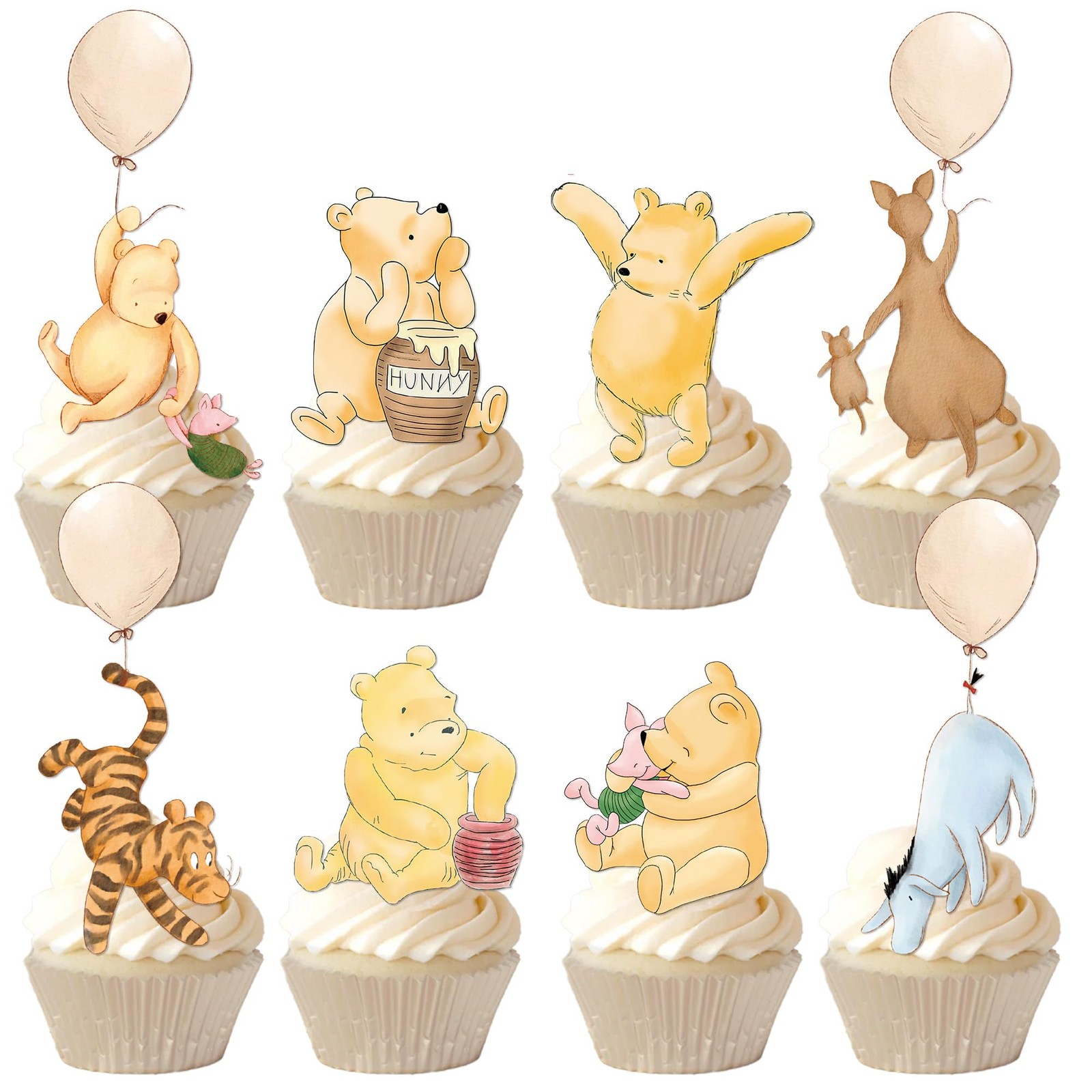 48 Pcs Winnie Cupcake Toppers Classic Pooh Baby Shower Decorations Cute Cake gallery