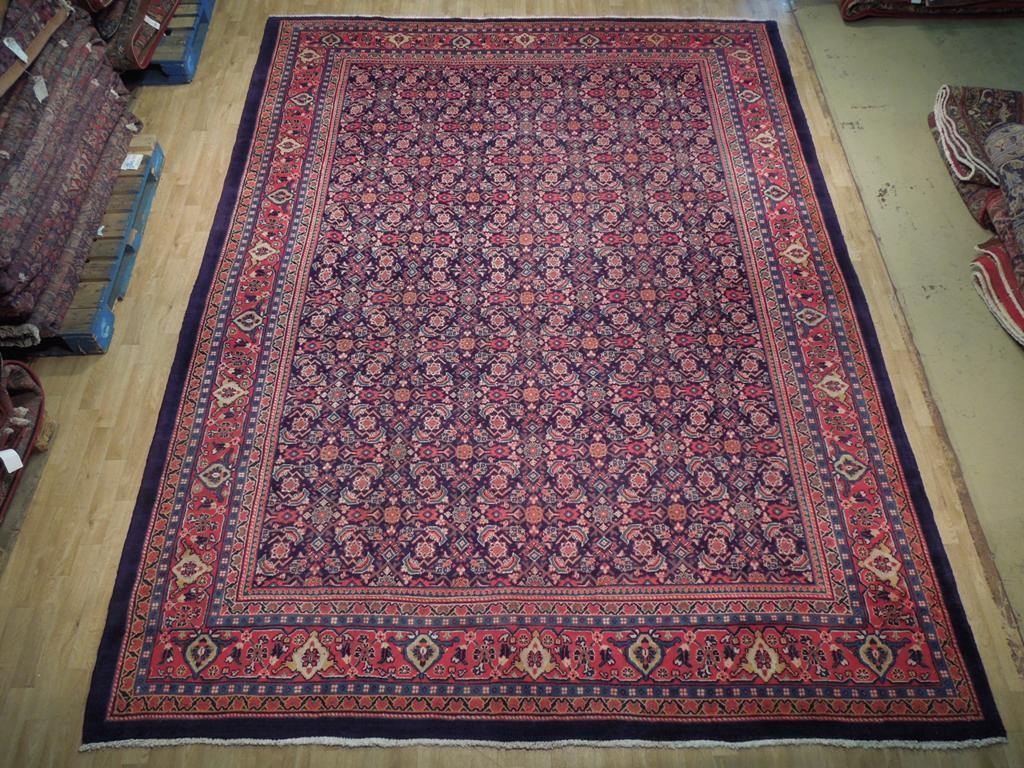 10x13' Dark Indigo Handmade All-Over Perssiaan Heratti Rug 74849 gallery