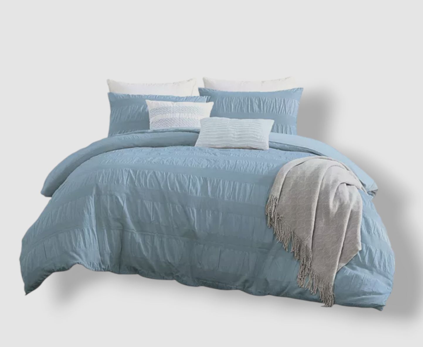 Swift Home Blue Lush Moselle Waffle Weave 3-Piece Duvet Cover Full/Queen Set gallery