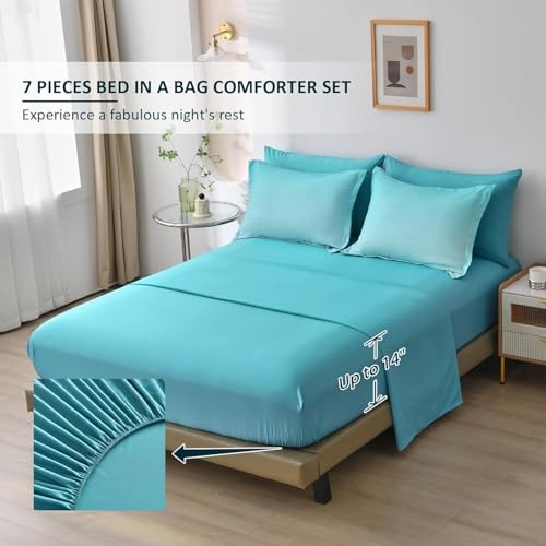 Gradient Teal Comforter Set - 5 Pieces Lightweight Teal Green Twin Light Teal gallery