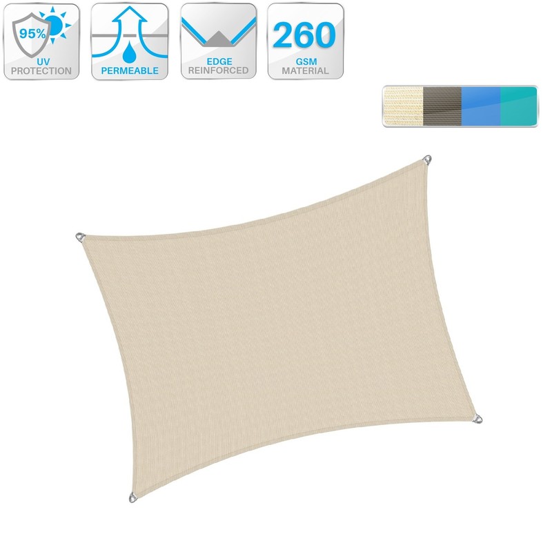 2-6ft Sand Rectangle Sun Shade Sail Cover Steel Wire Outdoor Yard Garden 260GSM gallery