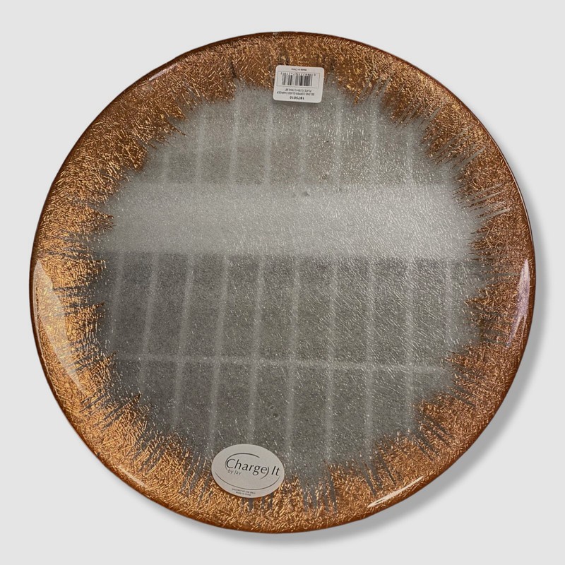 $40 Jay Import Co Orange American Atelier Selene Copper Glass Charger Plate 13In gallery