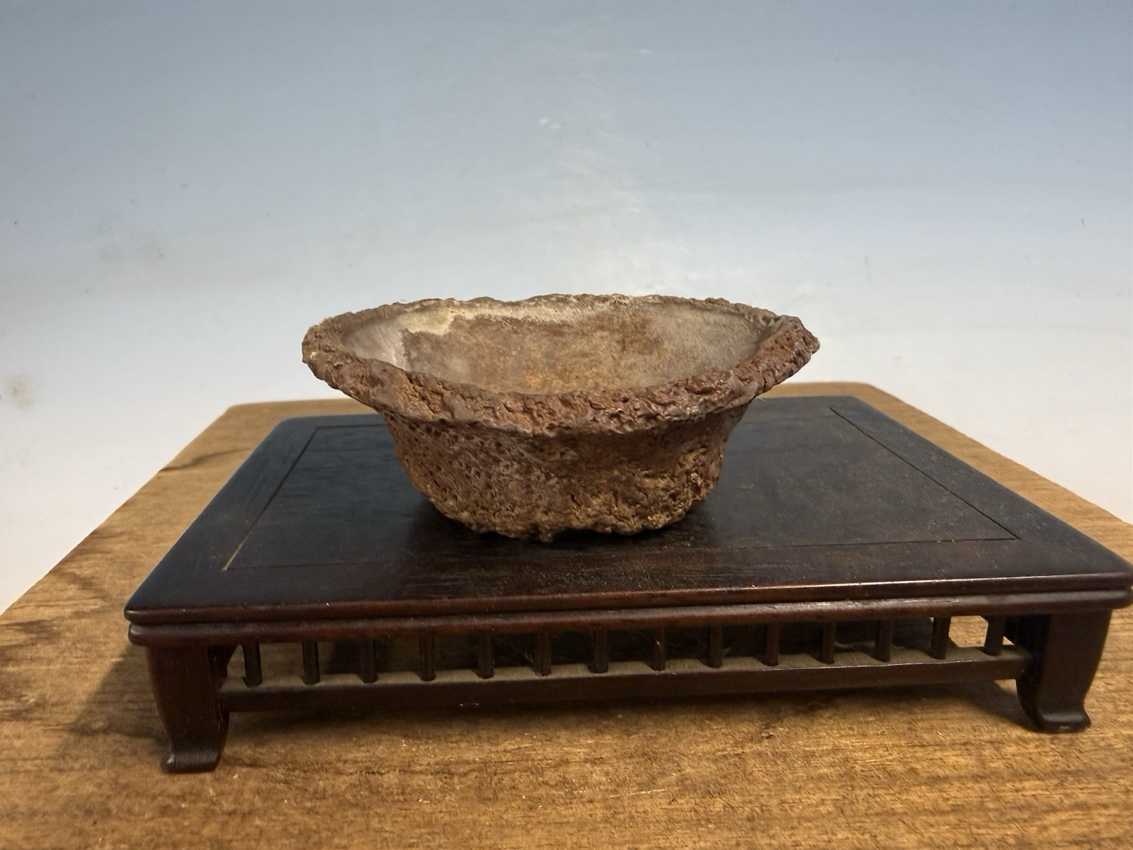 Japanese Unknown Maker Shohin Bonsai Tree Pot 3 1/2 By 1 1/4” Unique Unglazed gallery