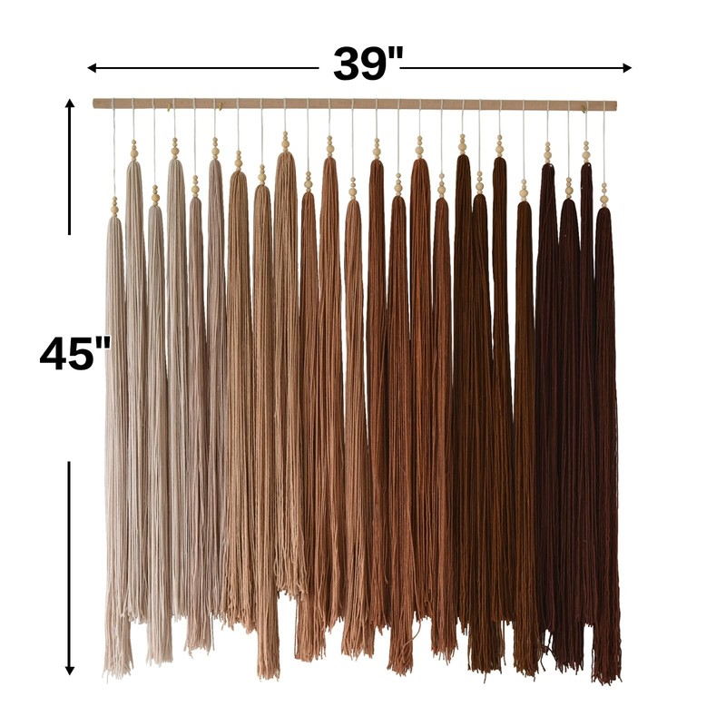 Macrame Wall Hanging Yarn Fiber Wall Art Beaded Tassel Home Decor for Bedroom... gallery