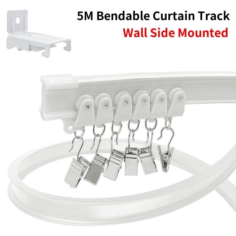 5M Bendable Curtain Track Wall Side Mounted Rail Gliders Flexible Curtain Track gallery