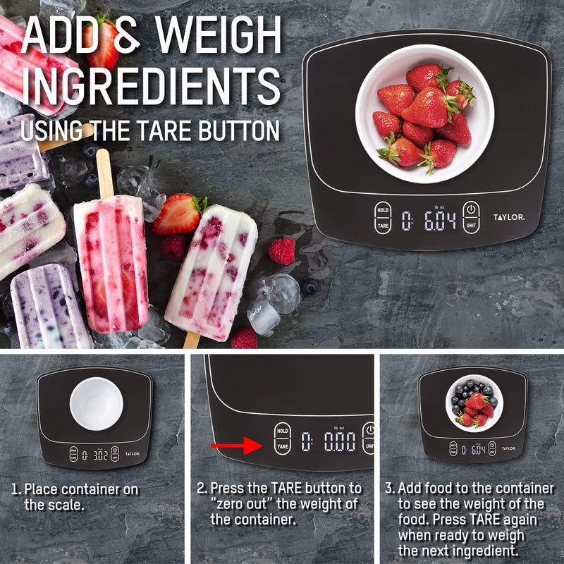 Waterproof Digital Kitchen Scale, 11 pounds, Black gallery