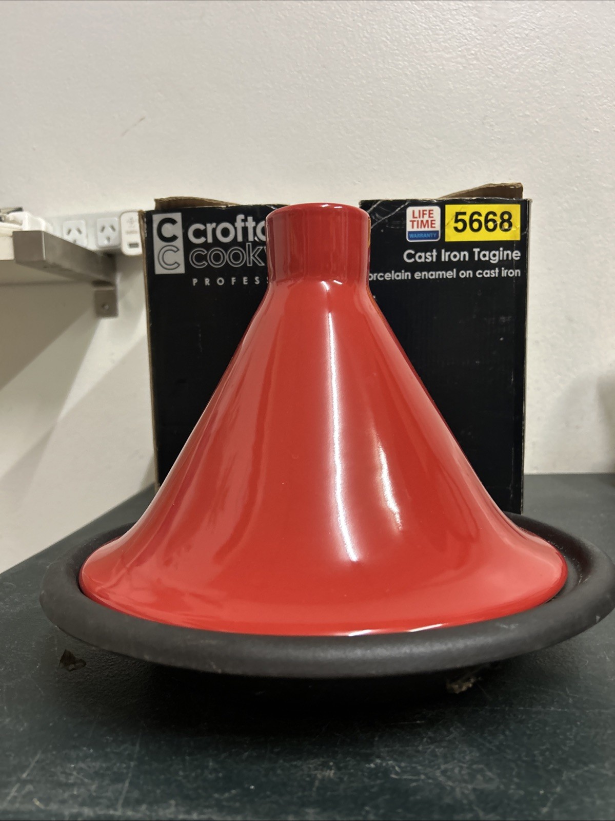 CROFTON CAST IRON BASE MOROCCAN TAGINE RED PORCELAIN ENAMEL NEW gallery