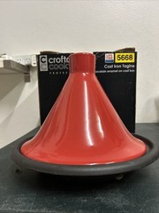 CROFTON CAST IRON BASE MOROCCAN TAGINE RED PORCELAIN ENAMEL NEW