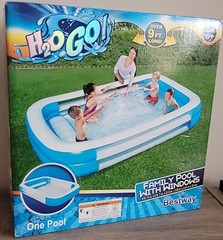 Bestway H2OGO! Inflatable Rectangular Family Pool w/ Safety Windows ~10ft Long