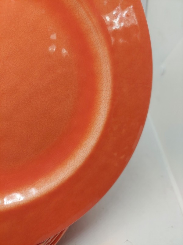 Max Studio Home Crackle Rustic Melamine Salad Dessert Plate 8.5" Orange Set Of 6 gallery