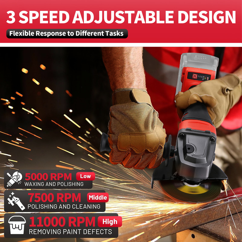 Cordless 4-1/2" to 5" Angle Grinder for Milwaukee M18 Battery Brushless 11000RPM gallery