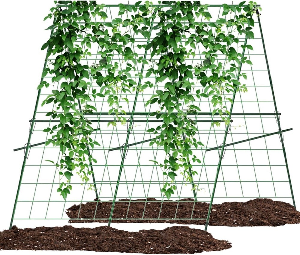 Cucumber Trellis,A-Shape Garden Trellis for Raised Beds with Climbing Net