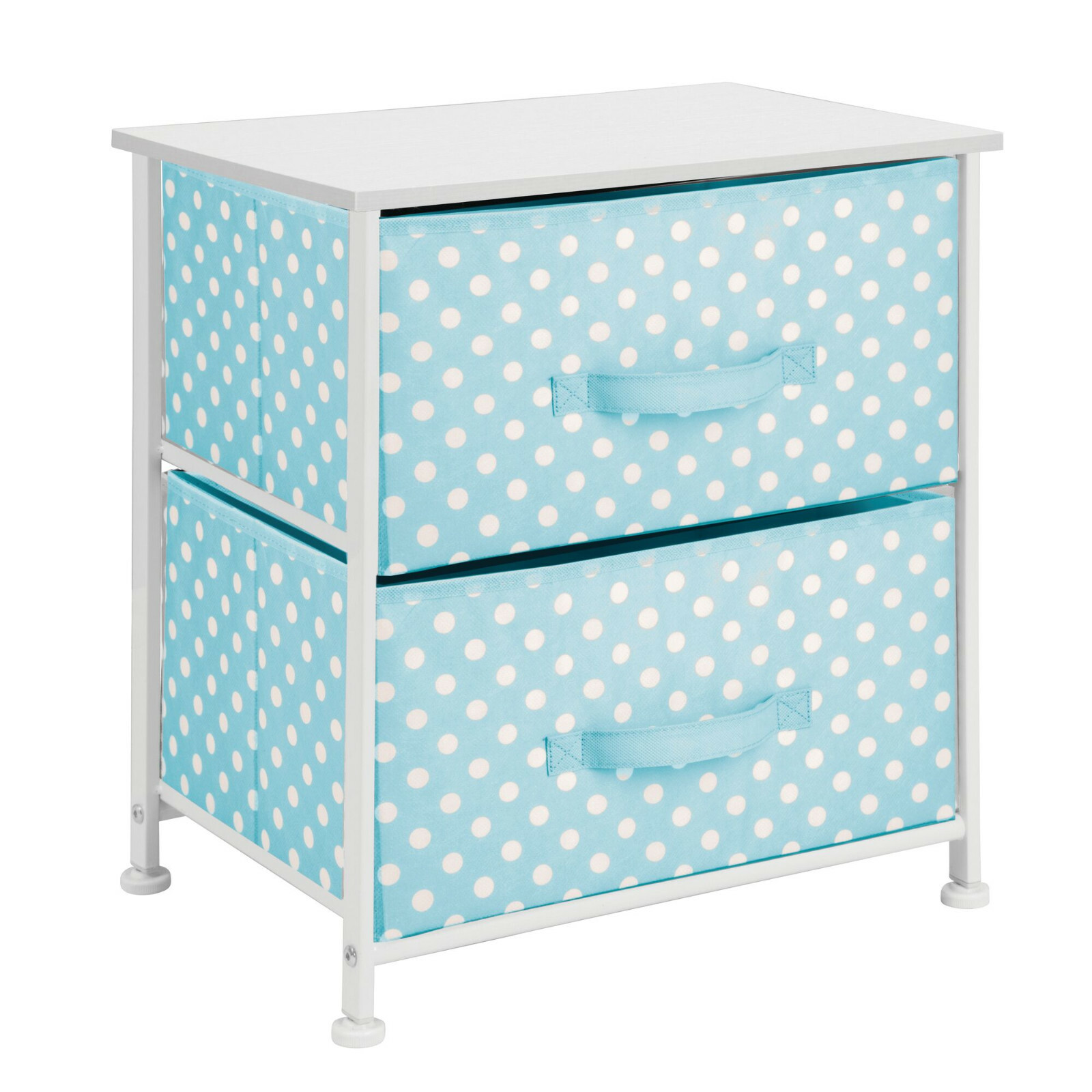 mDesign Kids Vertical Dresser Storage Tower 2 Drawers Polka Dot Turquoise/White gallery