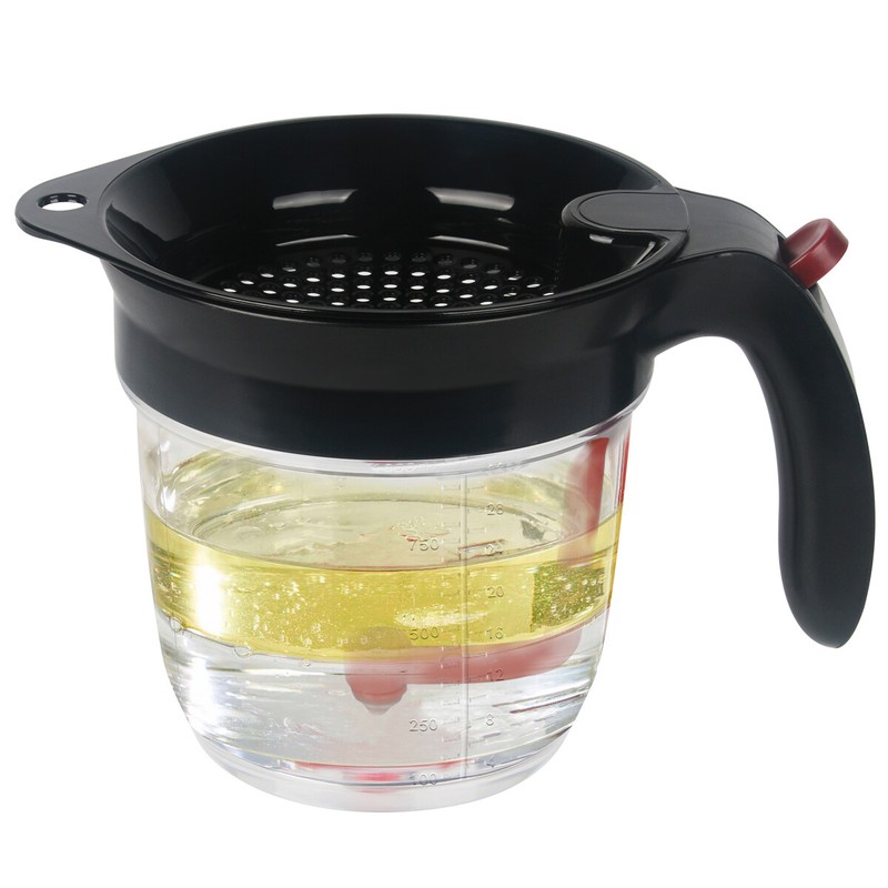 4-Cup Gravy Fat Separator With Bottom Release & Strainer 1L Grease Separator USA gallery