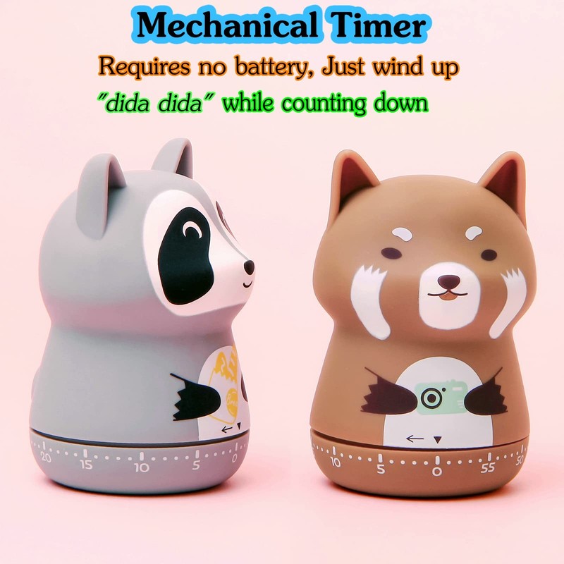 Mechanical Kitchen Timer - Cute Animal Wind Up 60 Minutes Manual Countdown Ti... gallery