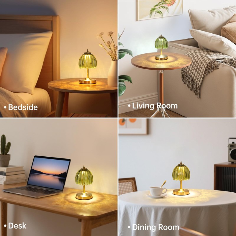 Tulip Small Table Lamp, 5200mAh Cordless Touch Control Mini Table Lamp with 3... gallery