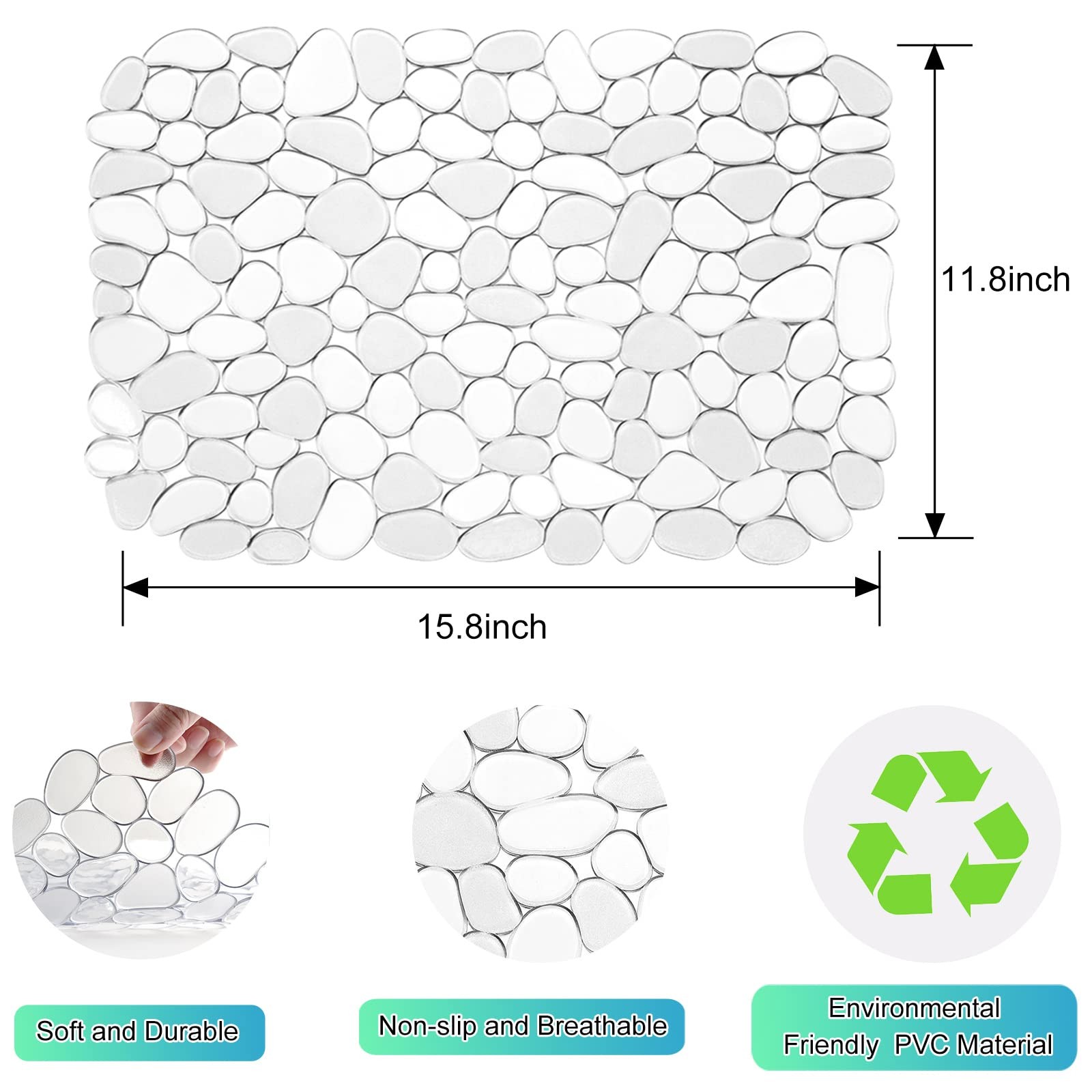 2Pack Kitchen Sink Mat Pebble Sink Mats for Stainless Steel Sink PVC Eco friendl gallery