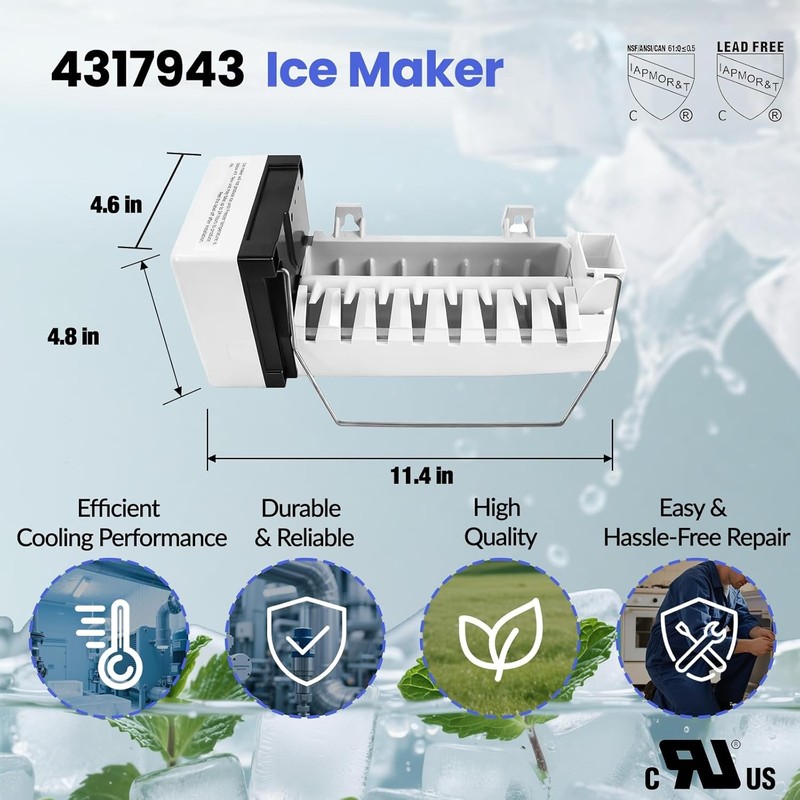 4317943 Icemaker Kit Replacement for Whirlpool Refrigerator W10190965, 4210317 gallery