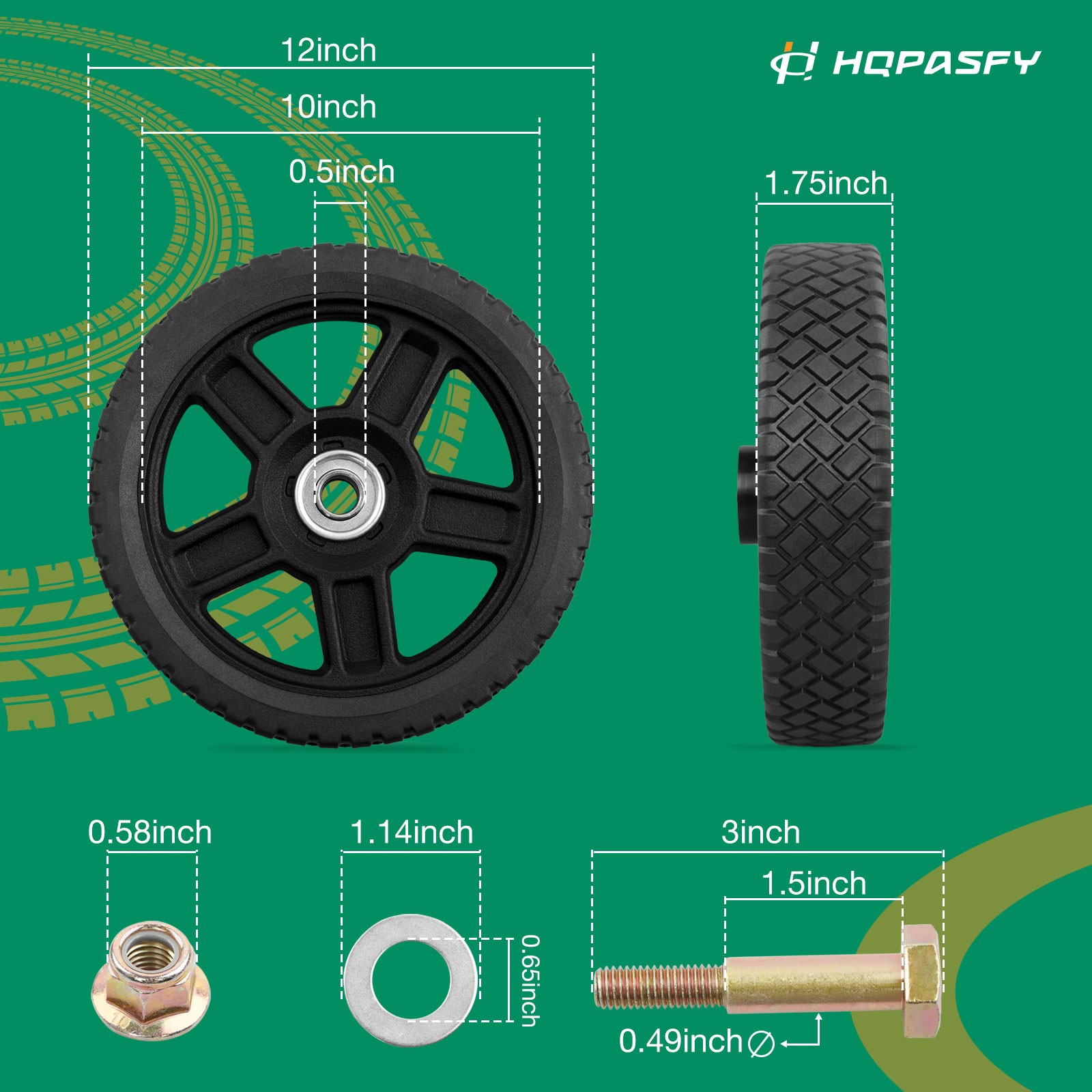 2x 12" Push Lawn Mower Plastic Wheel Fit Craftsman Mower Generator Garden Tiller gallery