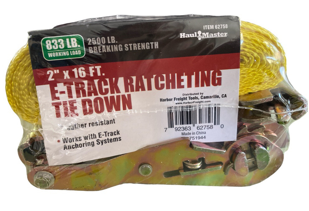 Haul Master E-Track Ratcheting Tie Down 2"x16' Item 62758 New Sealed 833lb Load gallery