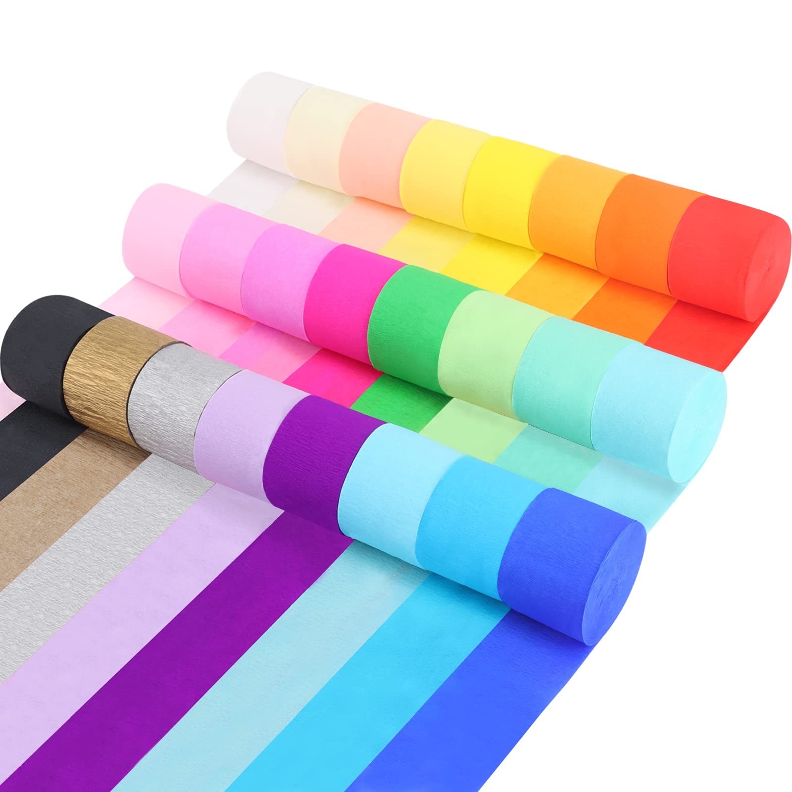 24 Rolls Crepe Paper Streamers, 24 Colors Rainbow Pastel Streamers Party Supp... gallery