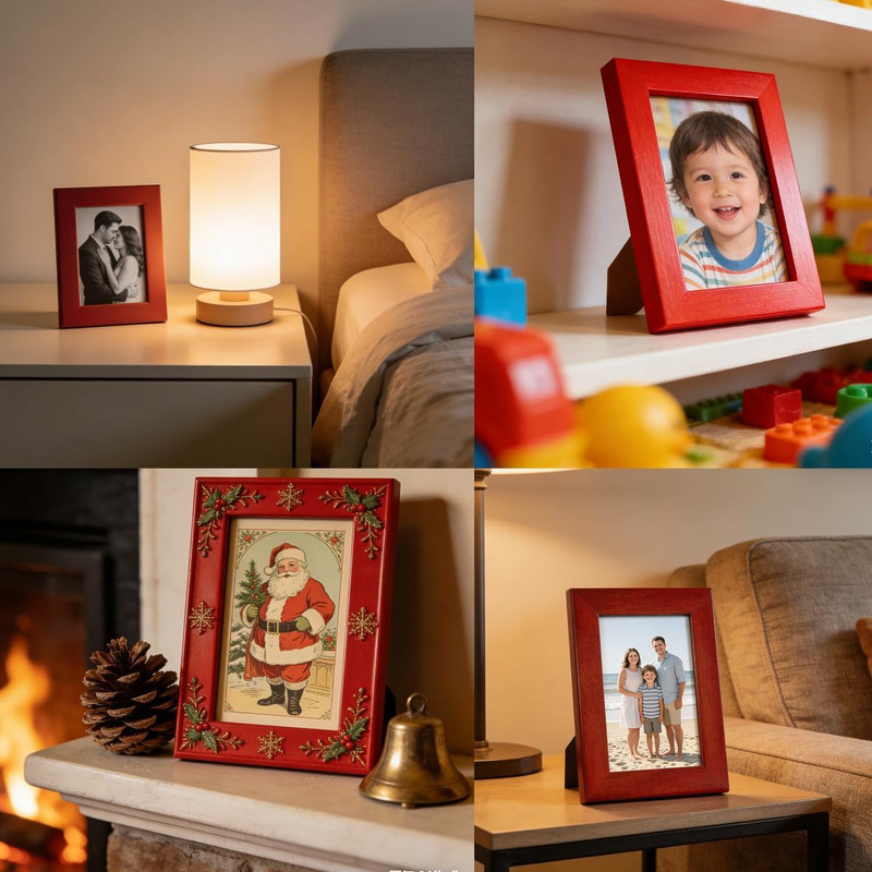 3X5 Inch Solid Wood Picture Frames Red | Acrylic Front | Back Loading Design | H gallery
