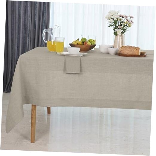 Linen Natural Tablecloth 60 x 102 Inch - 102" x 60" (Rectangular) 02 - Natural gallery