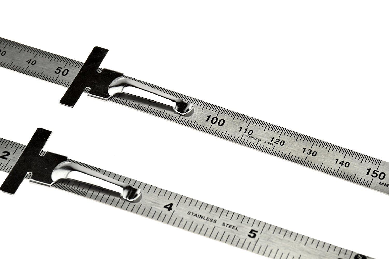 2pc 6" Stainless Steel Pocket Measuring Ruler with Clip Metric & SAE 1/2" Wide gallery