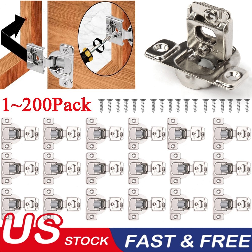 1-200 Pack Overlay Soft Close Face Frame Kitchen Cabinet Hinges Nickel Finish