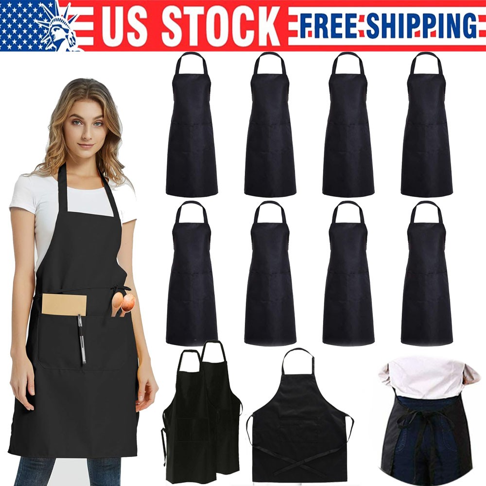 Kitchen Chef Bib Apron Cooking 2 Pockets Waterproof Butcher Catering Restaurant gallery